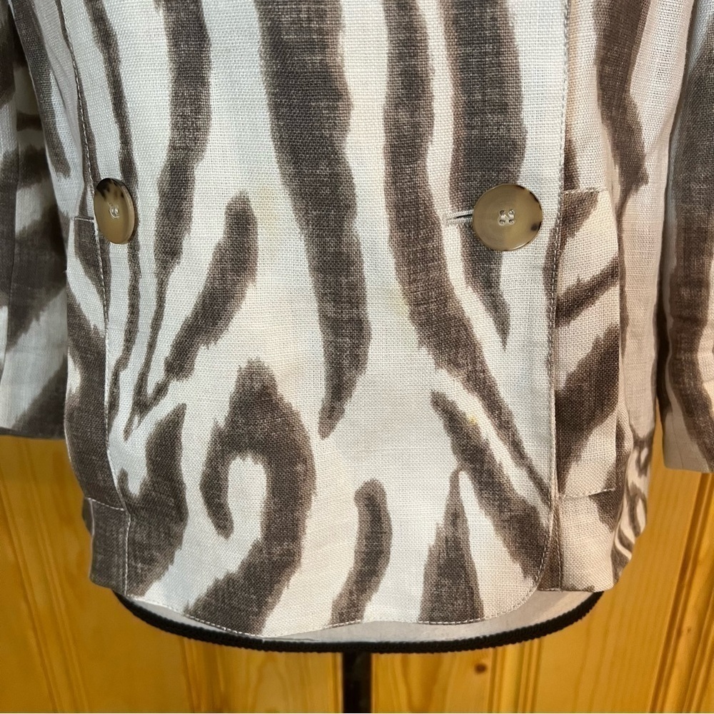MaxMara Animal Print Linen Jacket Sz-8 - Picture 3 of 7